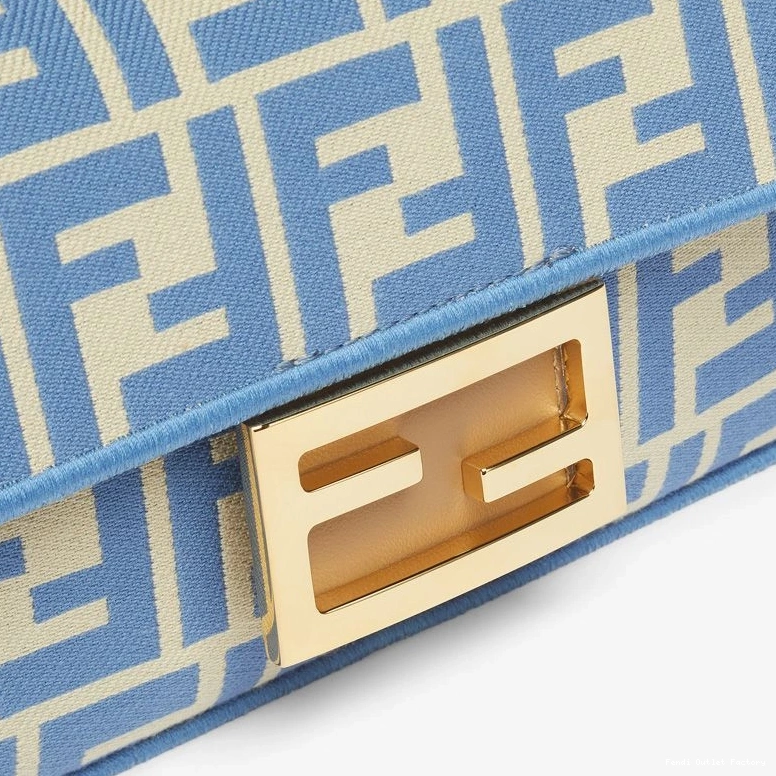 Vintage HOT Baguette Mini Motif In Fabric Blue FF Bag Fendi 0709